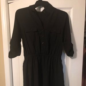 Black 3/4 sleeve button up dress
